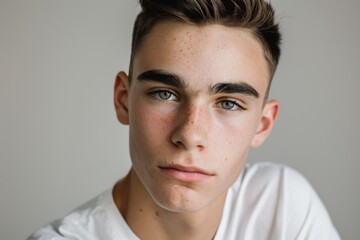 Obraz premium Confident young man posing for studio portrait.