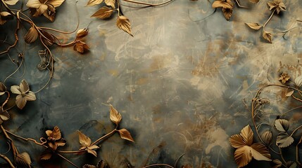 Obraz premium A textured background featuring elegant gold foliage and vines, ideal for creative projects and design use. 