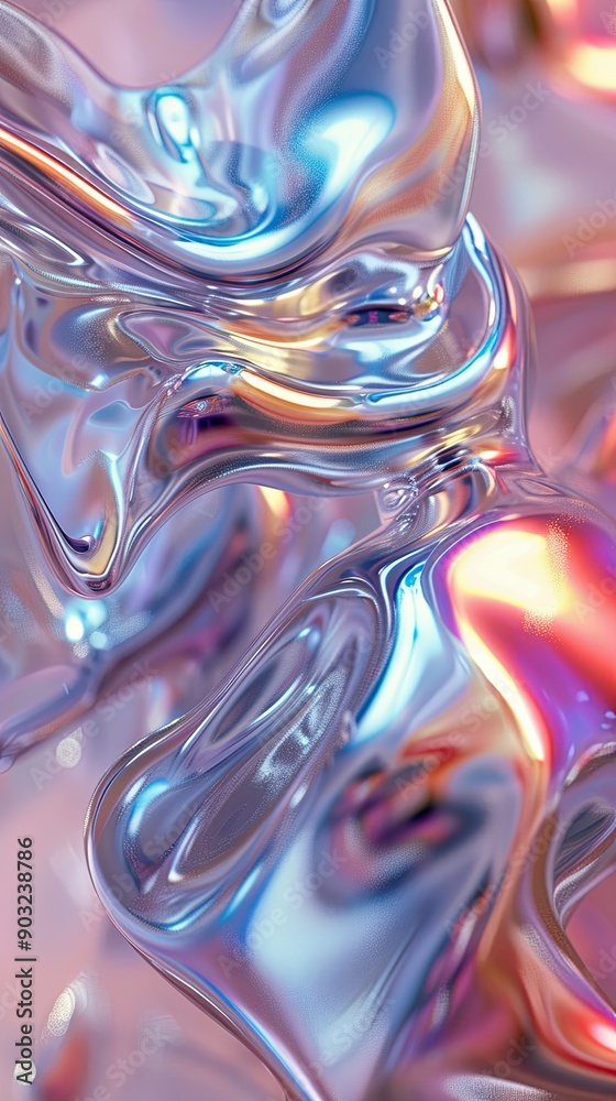 Aufkleber fluid dynamics of iridescent liquid metal rendered in surreal style