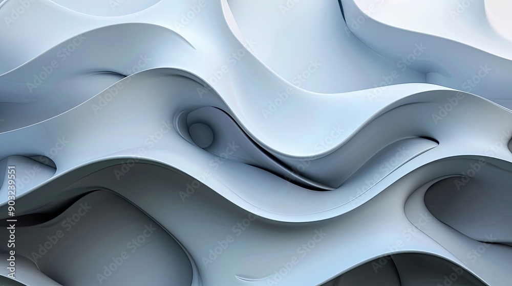 Poster futuristic gray waves flowing seamlessly across a light background in contemporary design