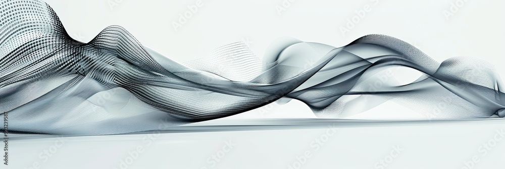 Poster futuristic gray waves flowing smoothly across light background in abstract design
