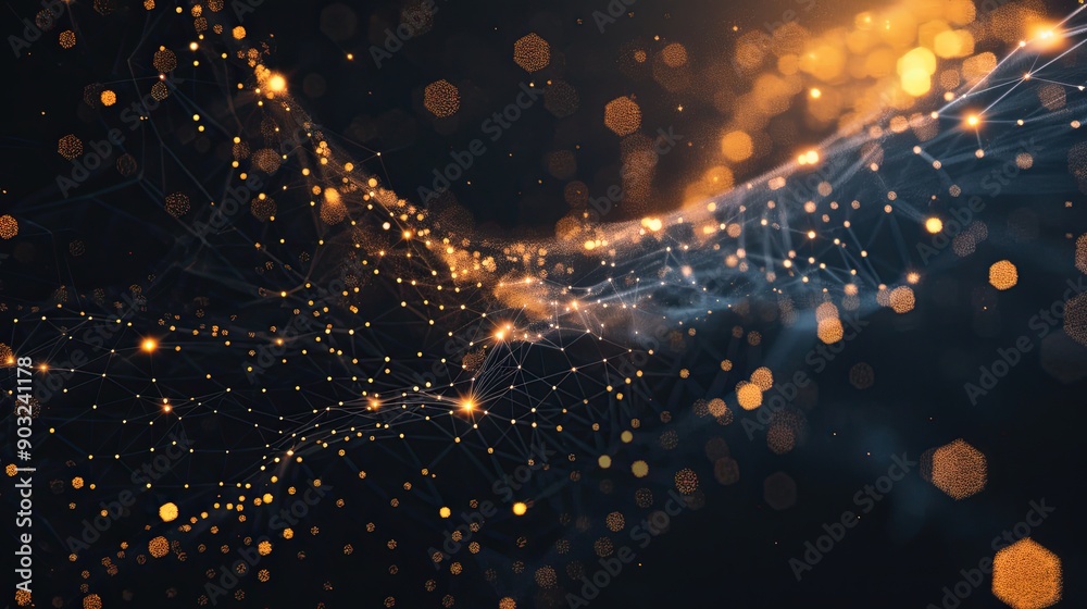 Poster Intricate Webs of Connections Illuminated by Light in a Machine Learning Themed Environment at Twilight