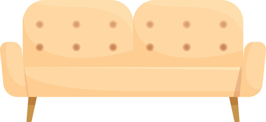 Modern sofa standing on wooden legs, interior design element for living room