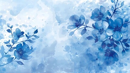 Blue watercolor floral background