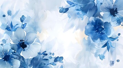 Blue watercolor floral background vector