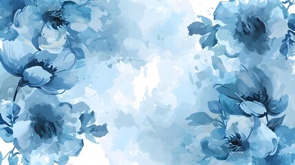 Blue watercolor floral background