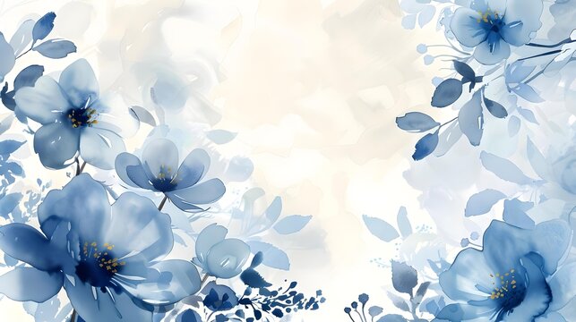 Blue watercolor floral background vector