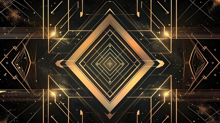 Luxury geometric gold line art and art deco background