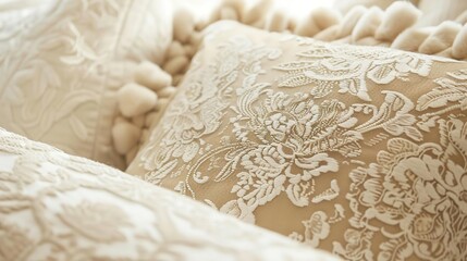 Elegant Floral Embroidered Throw Pillows with Decorative Tassels for Bedroom