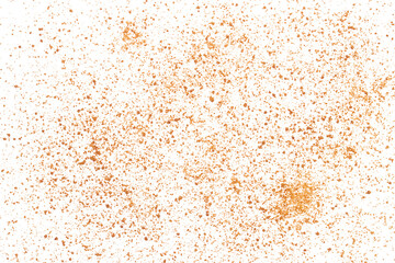 Coconut palm sugar scattered isolated on white, top view
