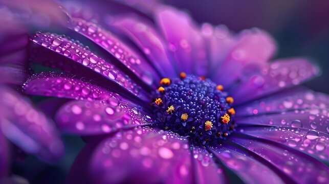 Macro view of a purple flower