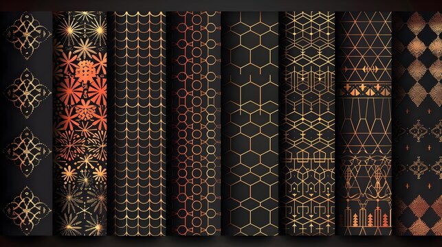 Vector geometric seamless patterns with modern design
