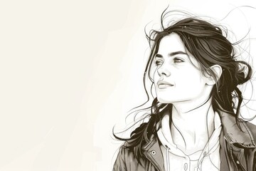 Naklejka premium Sketch of woman against white background