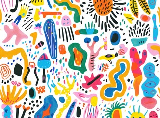 Abstract Colorful Art with Diverse Shapes