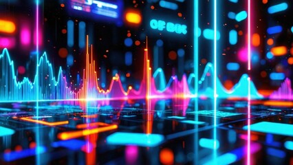 Abstract Neon Lights and Data Lines.