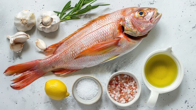 Raw materials for fired half snapper with snapper salt and oil