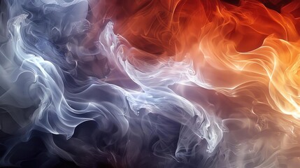 Fototapeta premium Ethereal Smoke Art: Abstract Background in Blue and Orange Hues