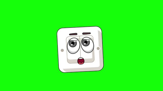 switch light cartoon facing with rolling eye, emoji emoticon animation