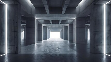 Abstract empty modern concrete room