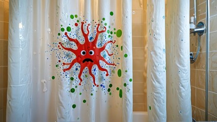 Shower Curtain with Fun Cartoon Character.