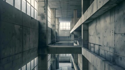 Industrial style building with concrete block