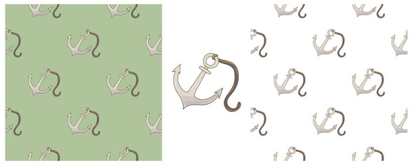 Set Creative marine seamless pattern. Pattern in hand draw style, created for fabrics