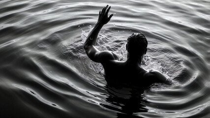 Dynamic Black and White Overhead Swim Shot