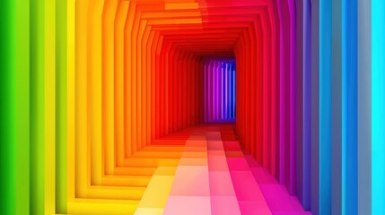 Fototapeta premium Rainbow Tunnel: A Journey Through Color and Light