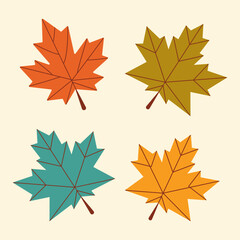Autumn maple leaves. Vector illustration in flat style.