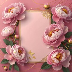 An Elegant Pink Peony Floral Frame perfectly designed for Invitations and Party Decor