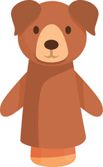 Cute brown dog hand puppet standing up, ready for playtime and storytelling