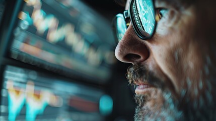 An abstract image featuring a blurred background of financial charts, symbolizing market volatility and the complexities of economic data visualization in a modern digital age.