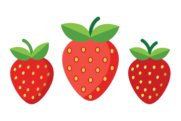 Strawberry flat vector illustration on white background.