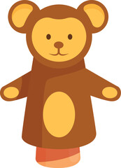 Monkey hand puppet is wearing on arm for entertainment of children