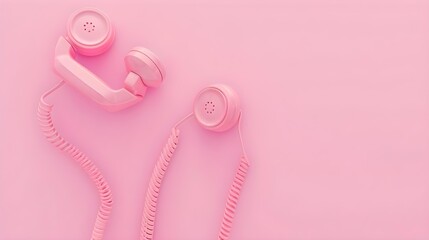 Creative layout with pink retro phone handsets