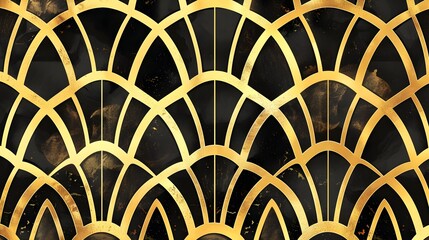 Vector abstract art deco luxury pattern in golden tones
