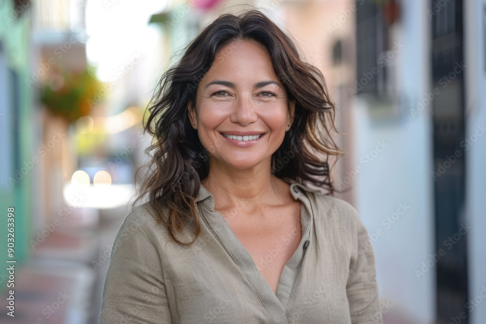 Canvas Prints Confident middle aged Hispanic woman smiling on street