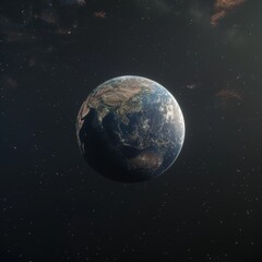 Fototapeta premium Sphere of nightly Earth planet in outer space. City lights on planet. Life of people.