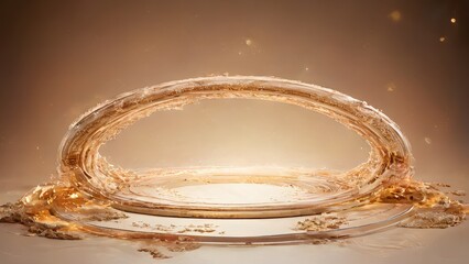 Golden Liquid Wave with Platform.