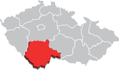 Jihočeský kraj map REGION of CZECH REPUBLIC 3d isometric map