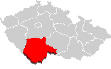 Jihočeský kraj map REGION of CZECH REPUBLIC 3d isometric map