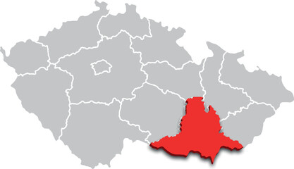 Jihomoravský kraj map REGION of CZECH REPUBLIC 3d isometric map