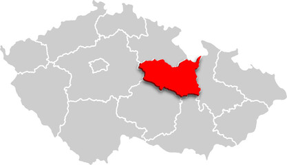 Pardubický kraj map REGION of CZECH REPUBLIC 3d isometric map