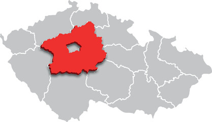 Středočeský kraj map REGION of CZECH REPUBLIC 3d isometric map
