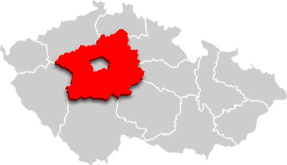 Středočeský kraj map REGION of CZECH REPUBLIC 3d isometric map