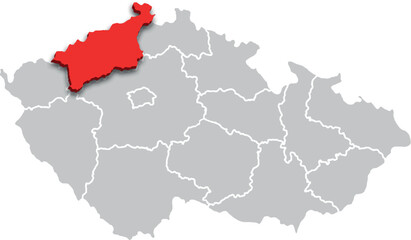 Obraz premium Ústecký kraj map REGION of CZECH REPUBLIC 3d isometric map