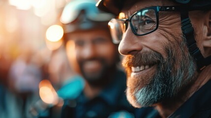 A busy city street with law enforcement officers present, ensuring safety and order amid the hustle and bustle, with a dynamic urban background.