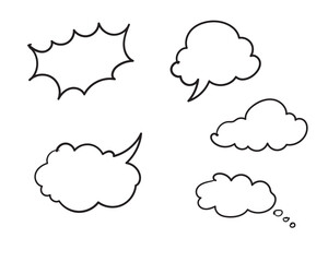 Set of empty comic speech bubbles Hand drawn doodle cartoon stickers. Vector illustration.