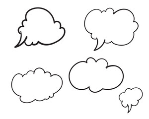 Set of empty comic speech bubbles Hand drawn doodle cartoon stickers. Vector illustration.