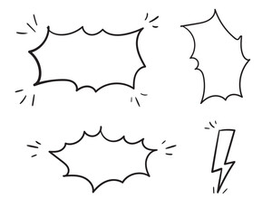 Set of empty comic speech bubbles Hand drawn doodle cartoon stickers. Vector illustration.